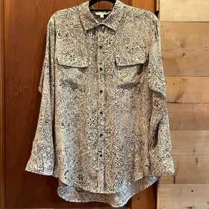 CAbI Sketch 100% silk shirt Sz L